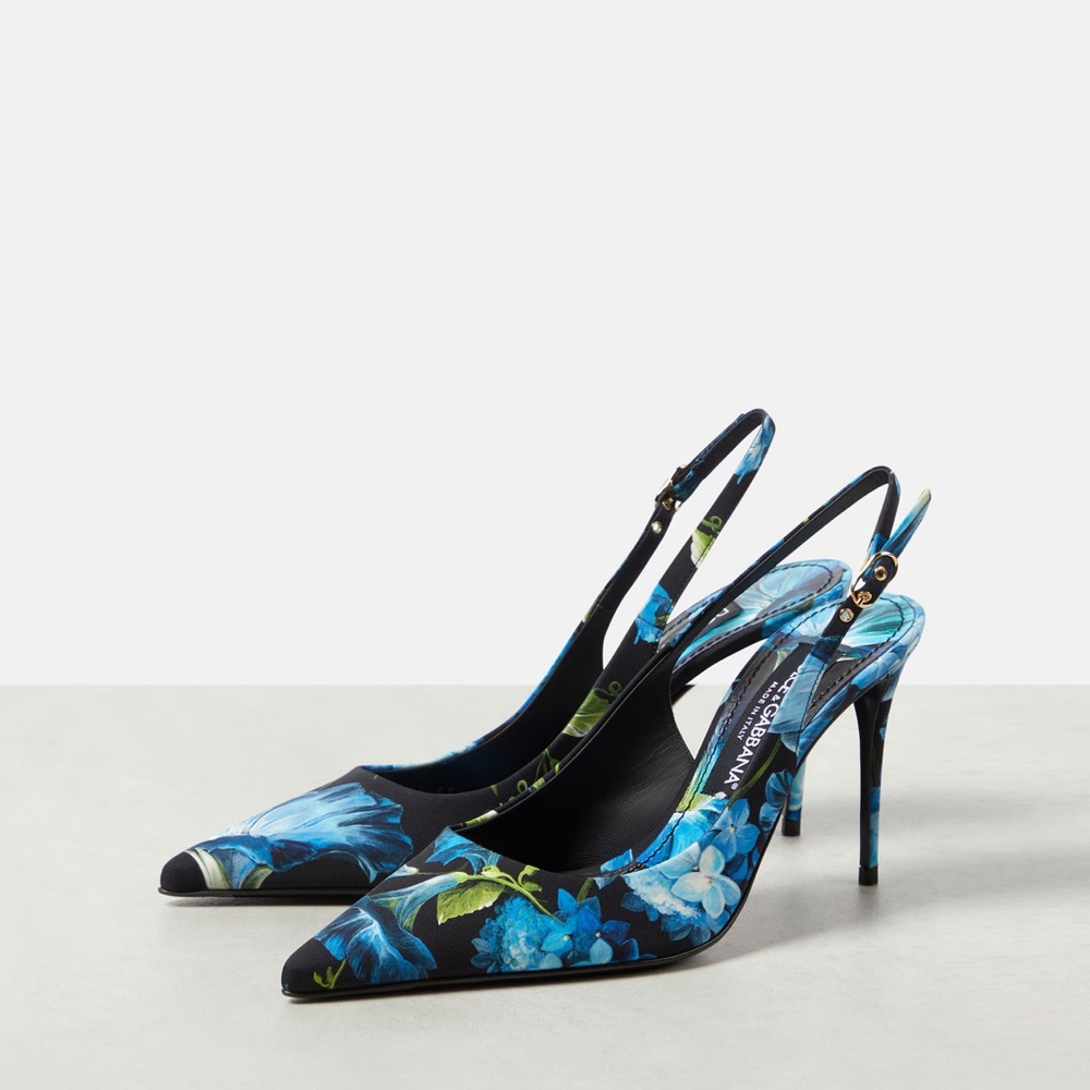Dolce & Gabbana Black and Blue Floral Heels